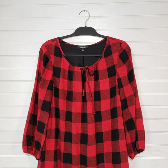 Madewell Size Medium Signal Buffalo Check Plaid Tunic Dress Wool Blend Gingham - Picture 2 of 9